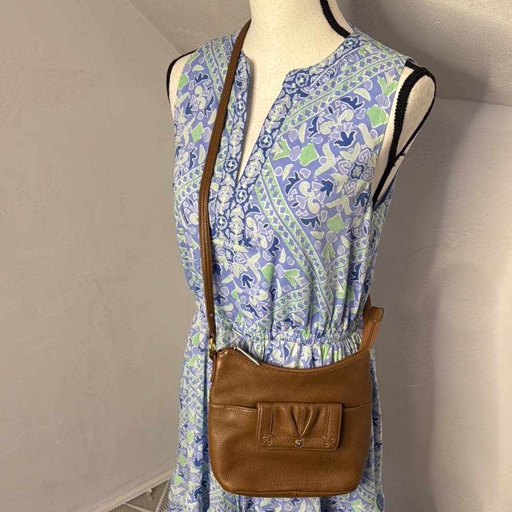 Stone Mountain Carmel Color Elegant Brown Leather Crossbody Bag MCB8048